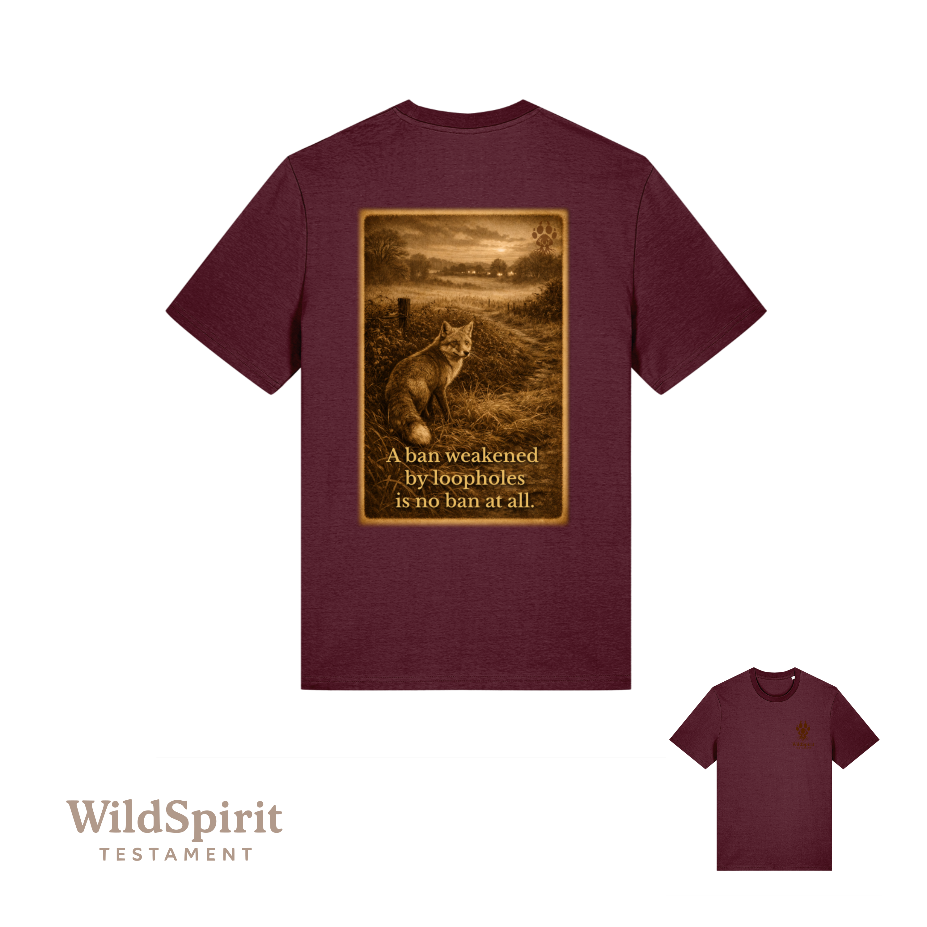 WildSpirit Testament – Fox Hunting (Vintage Sepia) Unisex Tee