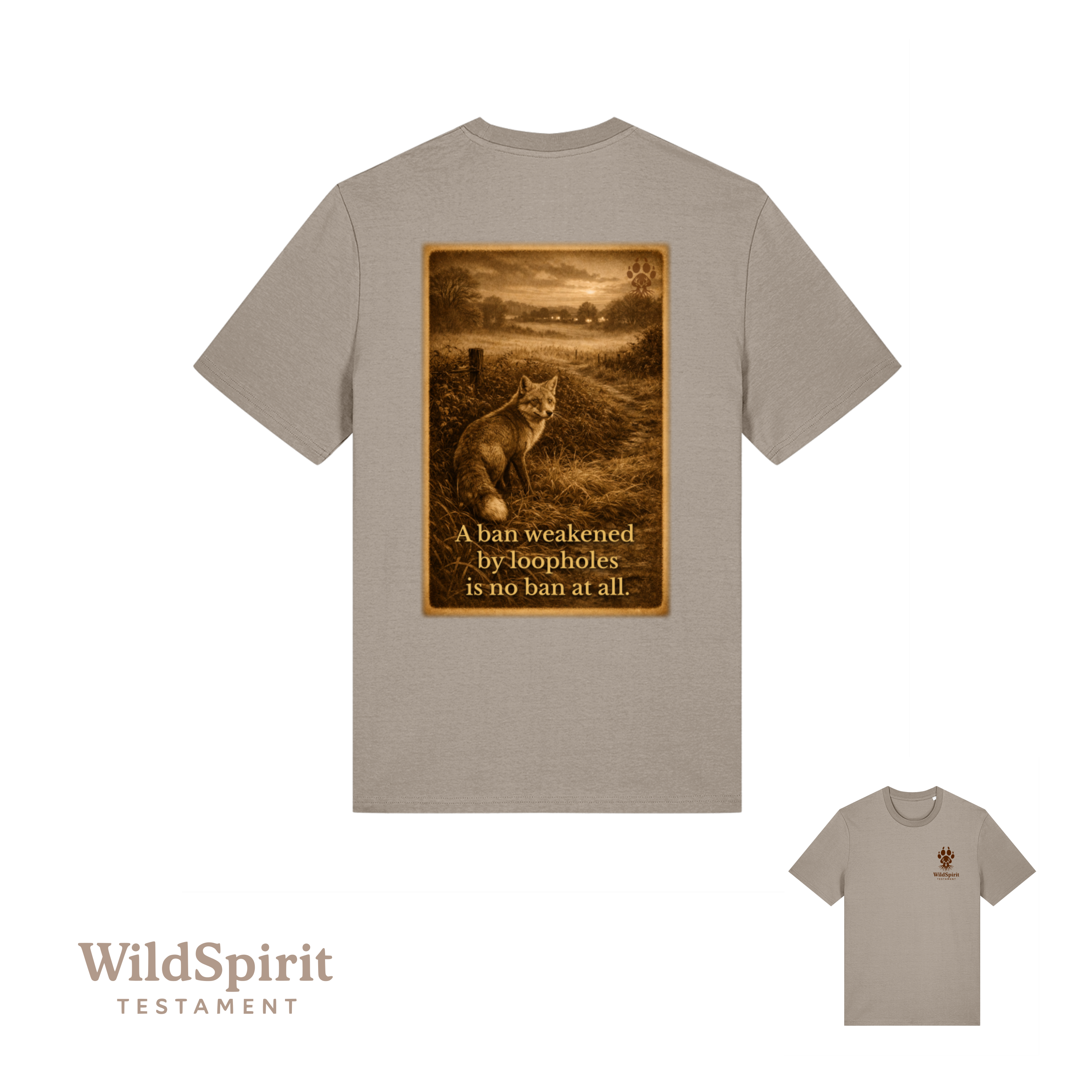 WildSpirit Testament – Fox Hunting (Vintage Sepia) Unisex Tee
