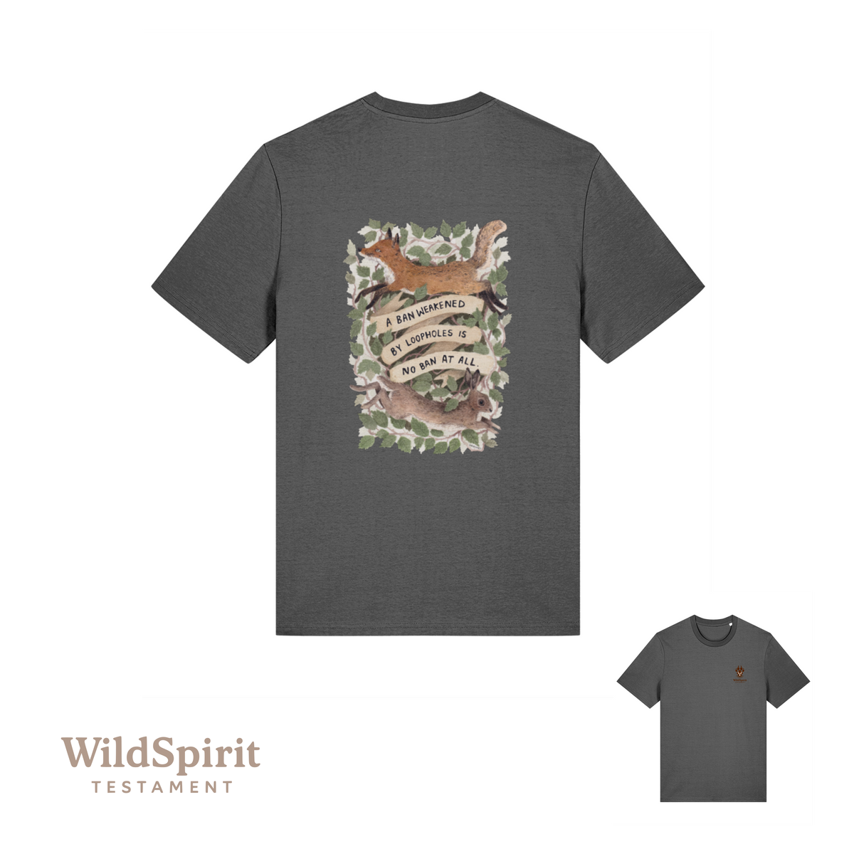 WildSpirit Testament – Fox & Hare Hunting (Shrubsy Art Edition) Unisex Tee
