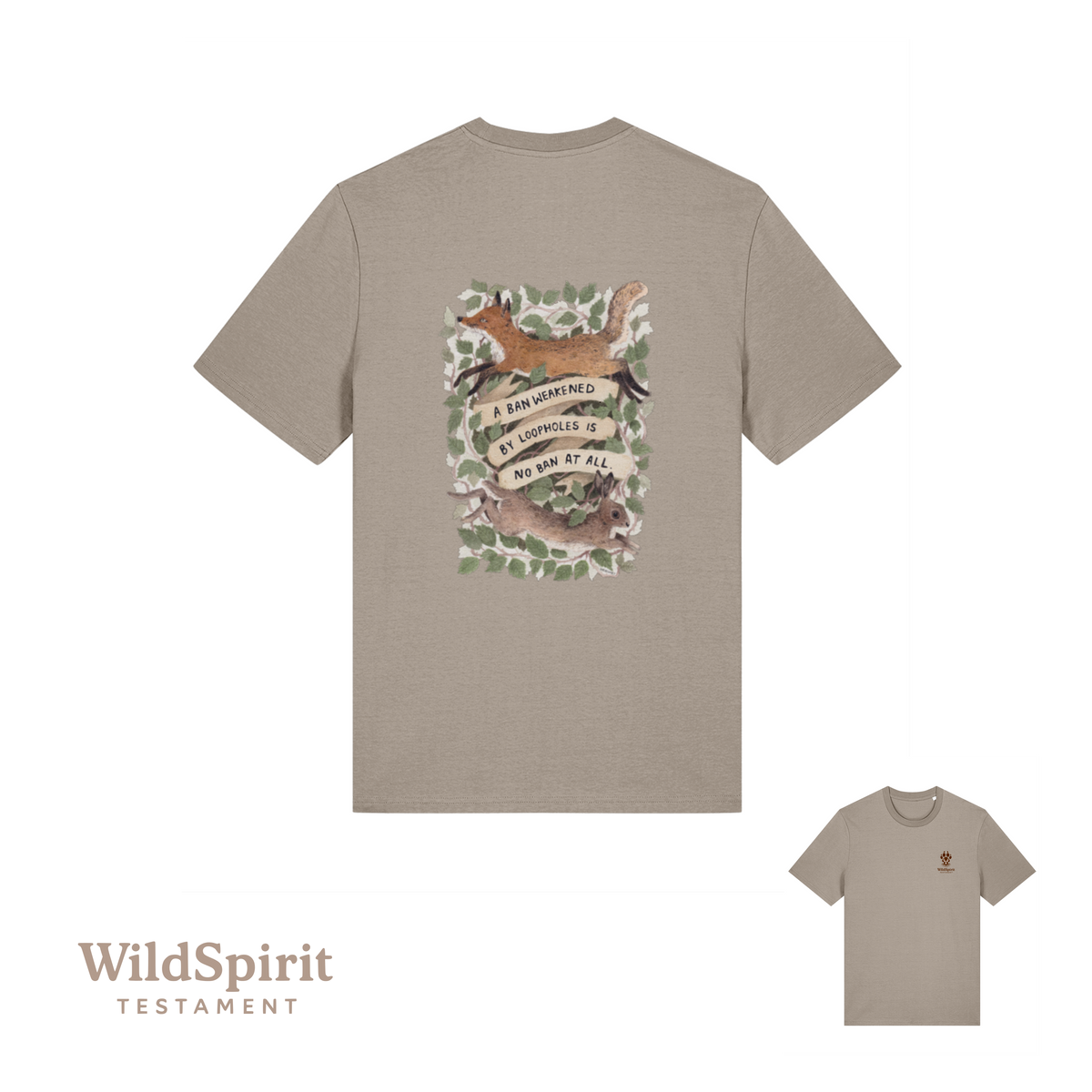 WildSpirit Testament – Fox & Hare Hunting (Shrubsy Art Edition) Unisex Tee