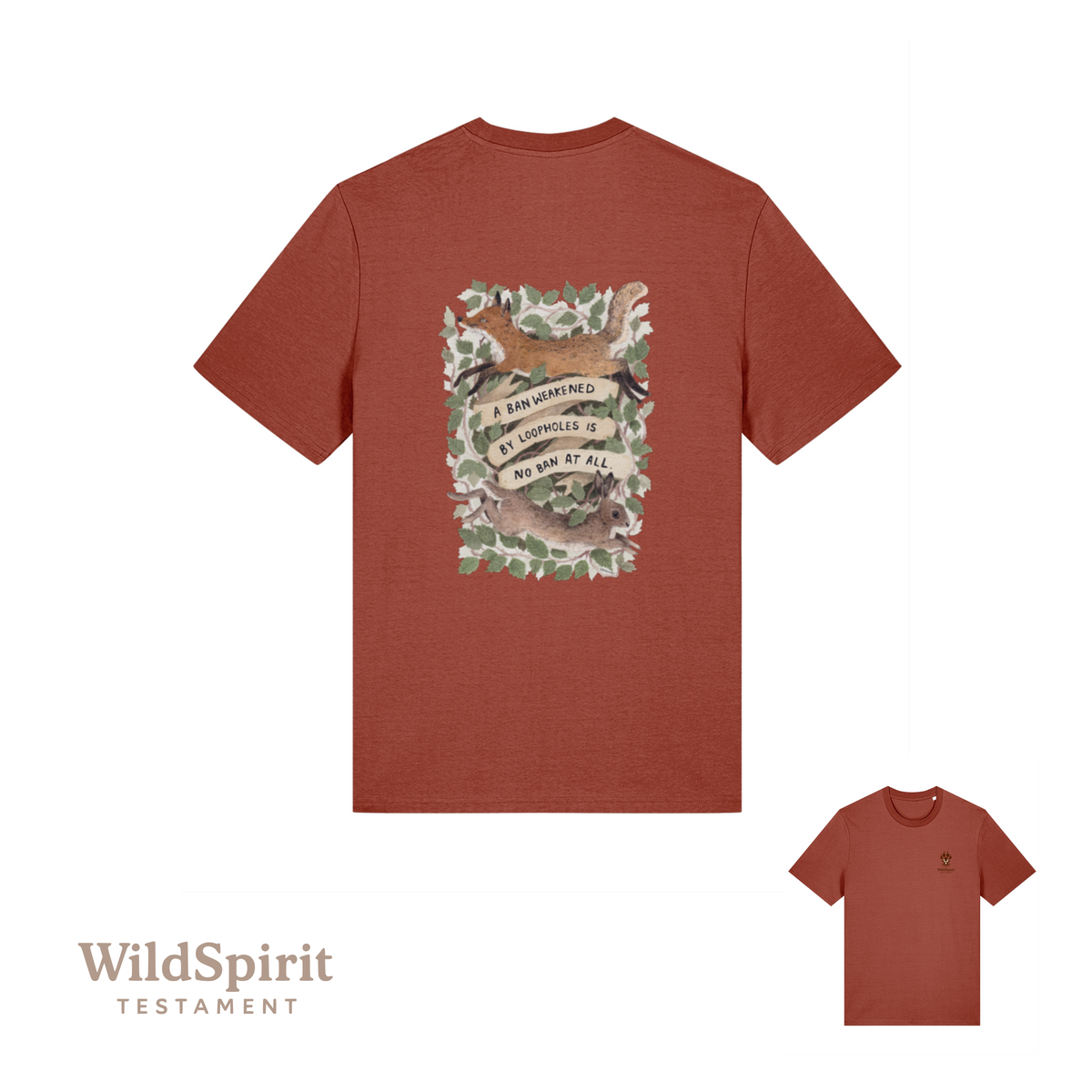 WildSpirit Testament – Fox & Hare Hunting (Shrubsy Art Edition) Unisex Tee