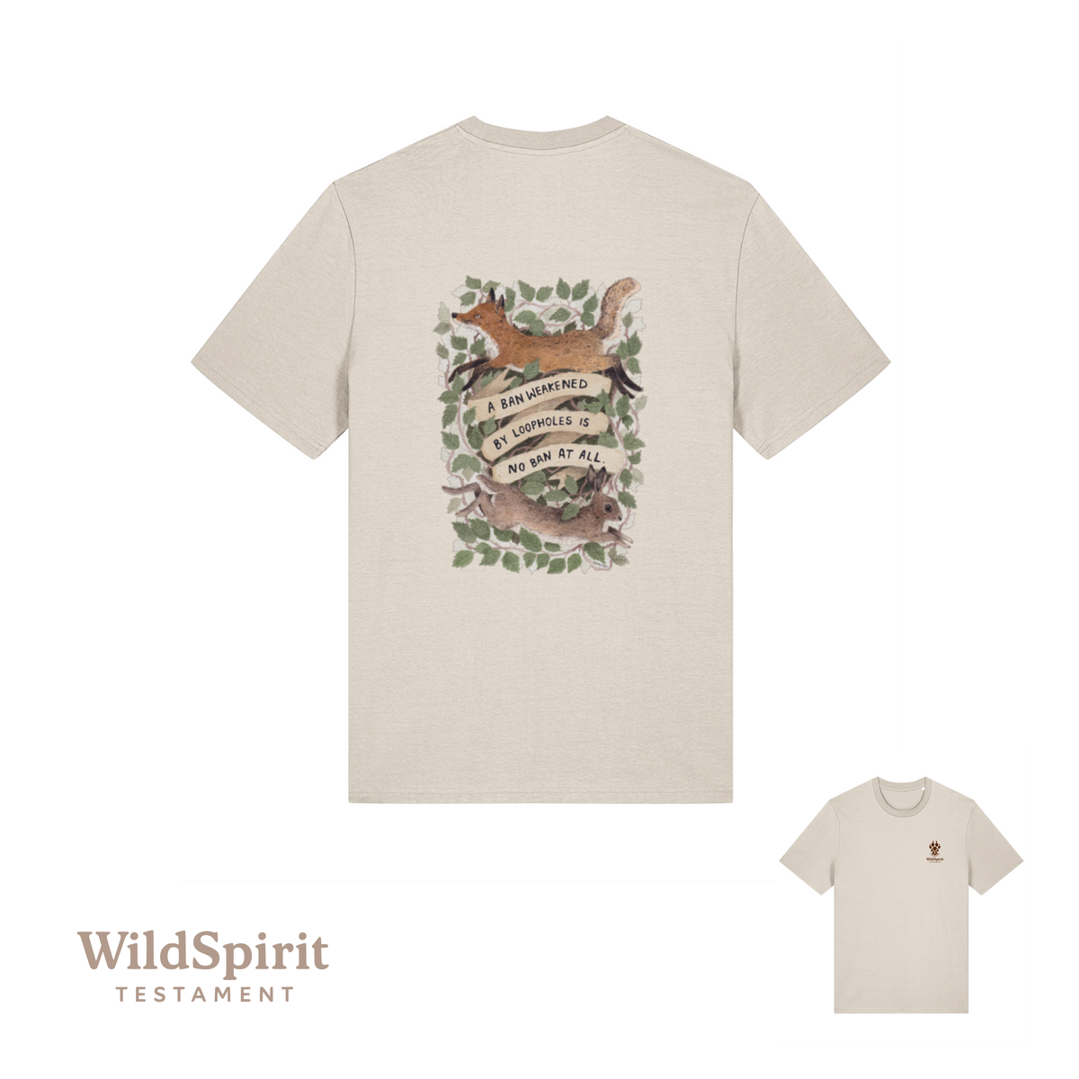 WildSpirit Testament – Fox & Hare Hunting (Shrubsy Art Edition) Unisex Tee