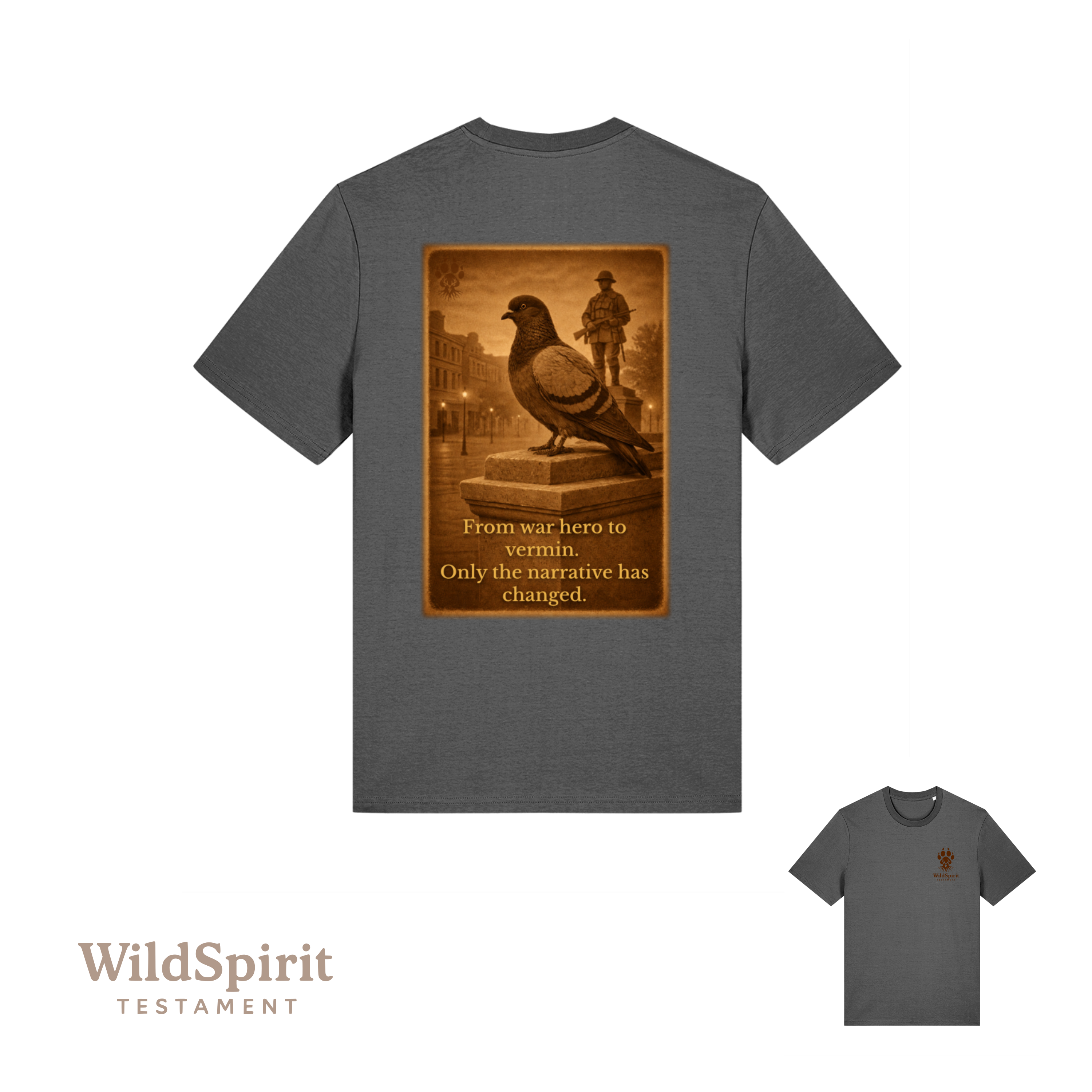 WildSpirit Testament - Pigeon Control (Vintage Sepia) Unisex Tee