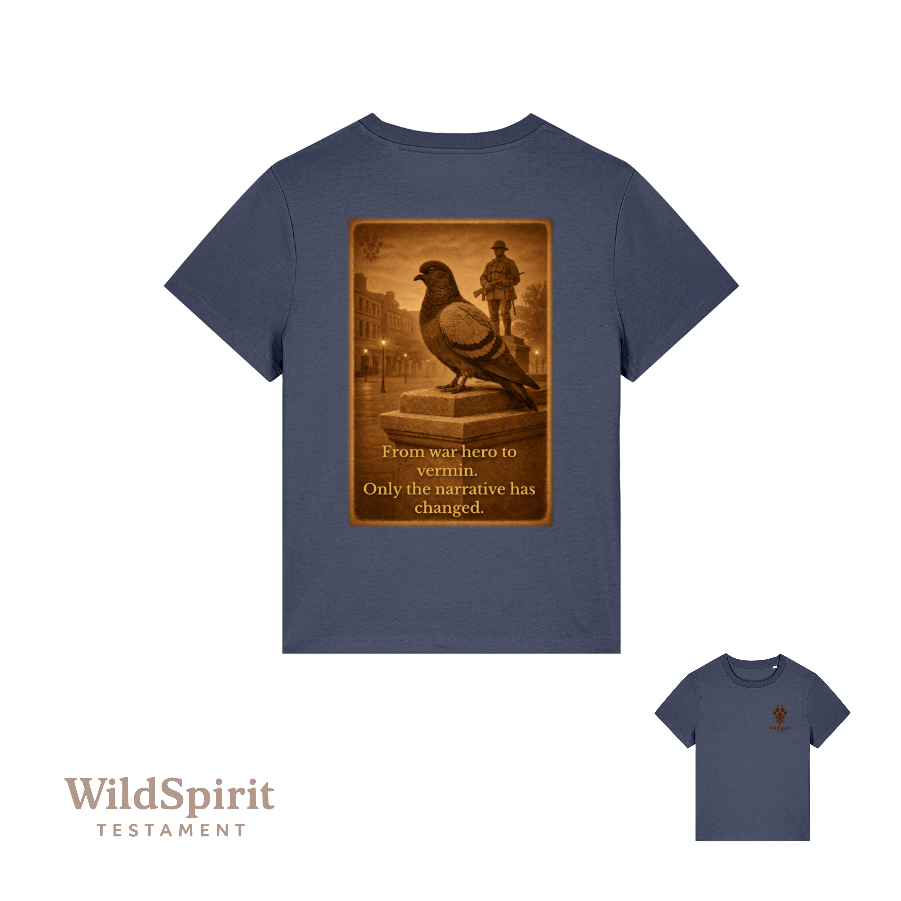 WildSpirit Testament – Pigeon Control (Vintage Sepia) Women’s Tee