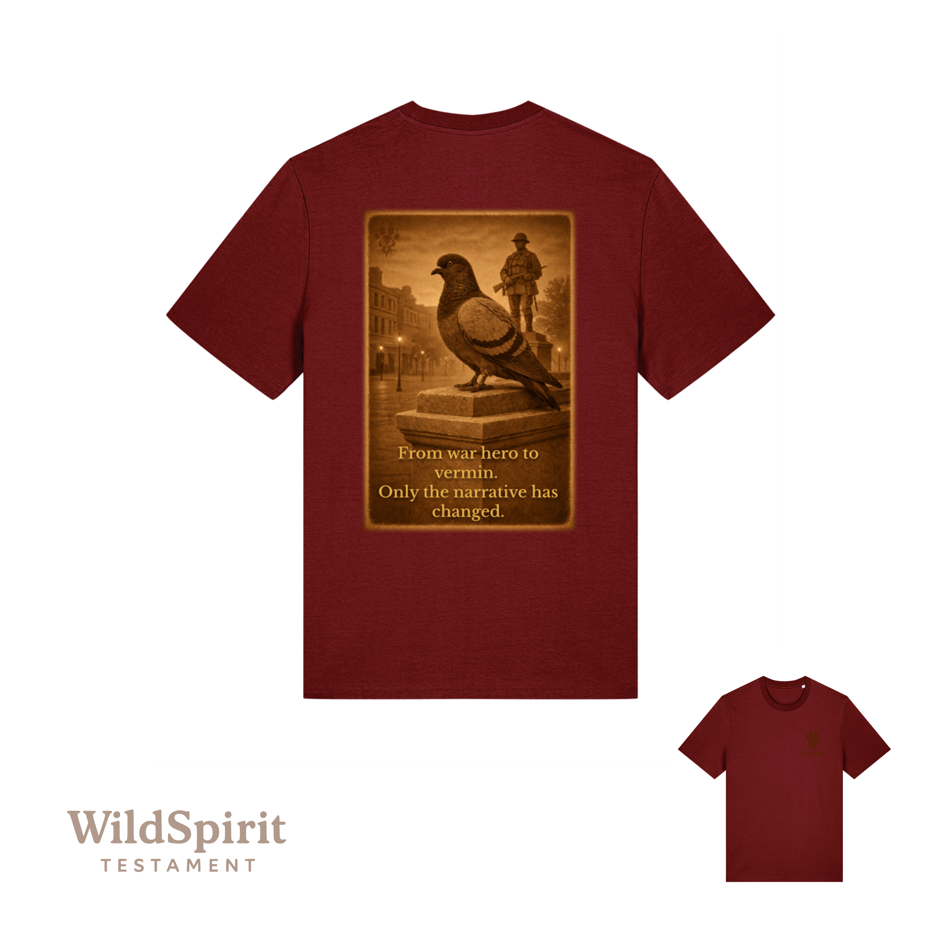 WildSpirit Testament - Pigeon Control (Vintage Sepia) Unisex Tee