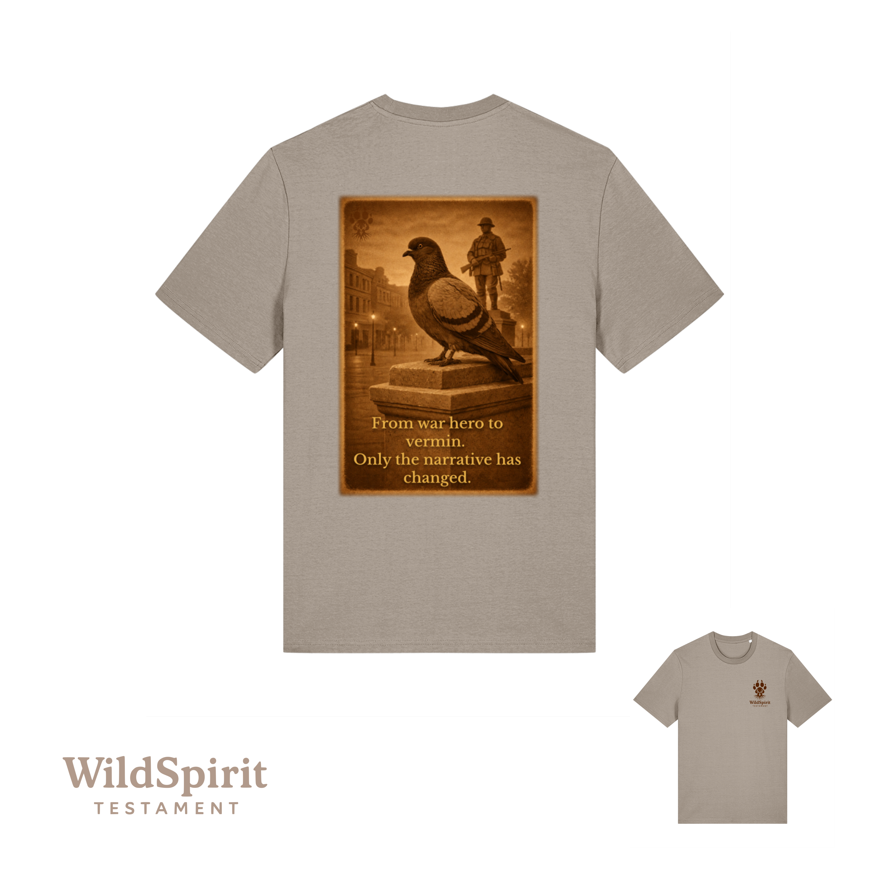 WildSpirit Testament - Pigeon Control (Vintage Sepia) Unisex Tee