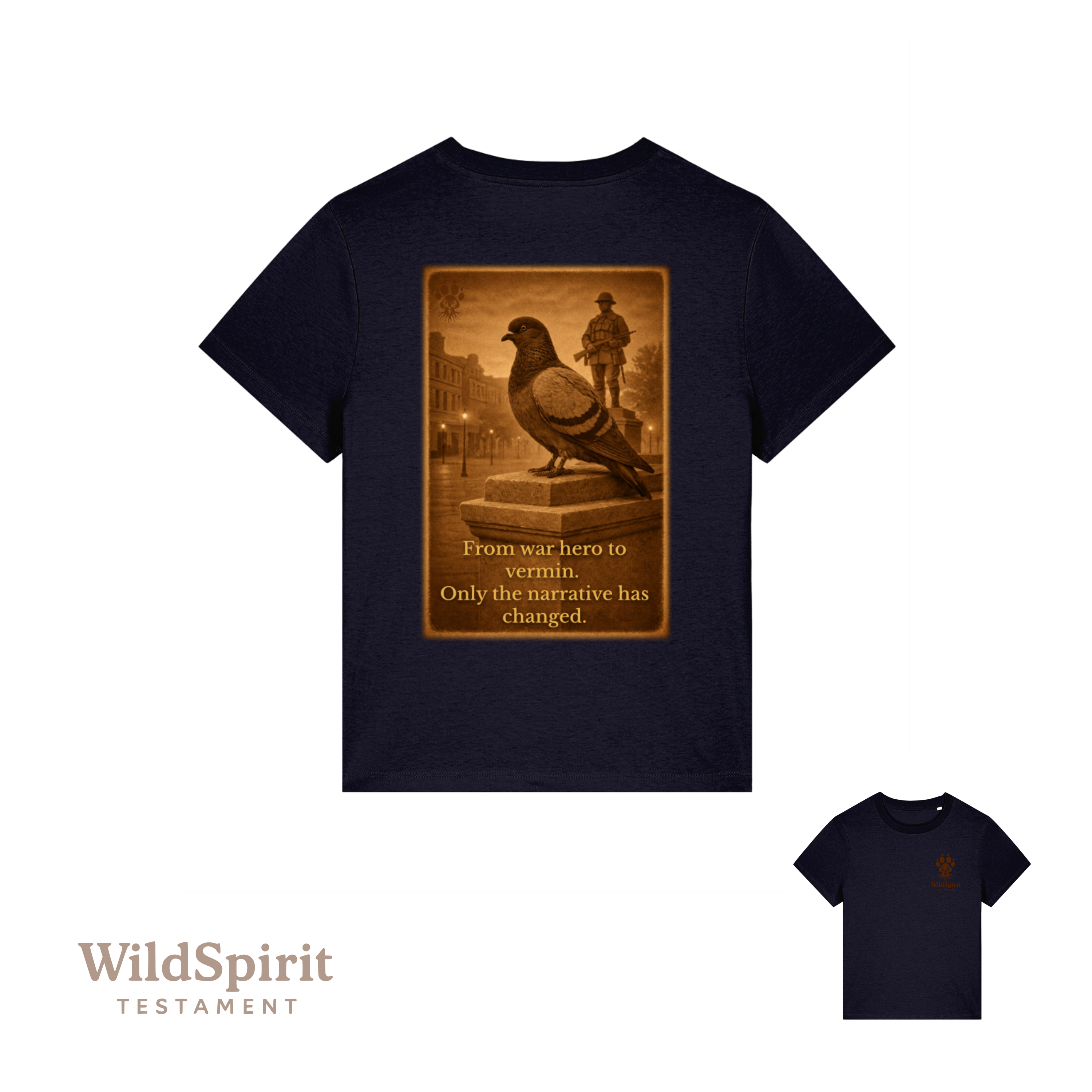 WildSpirit Testament – Pigeon Control (Vintage Sepia) Women’s Tee