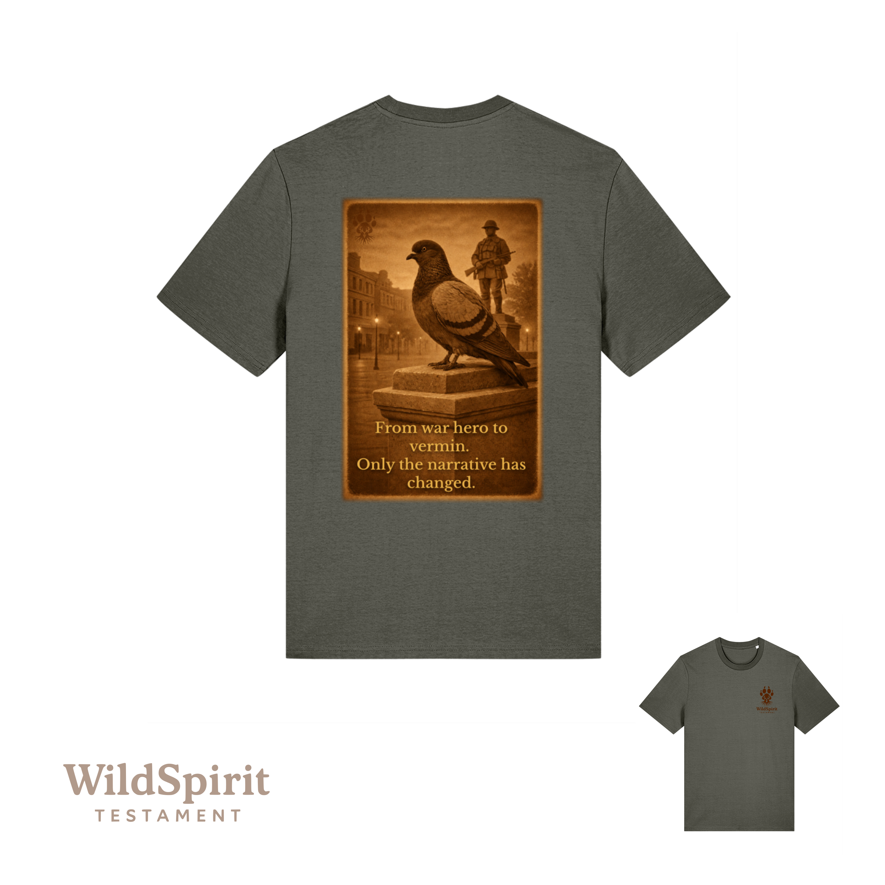 WildSpirit Testament - Pigeon Control (Vintage Sepia) Unisex Tee