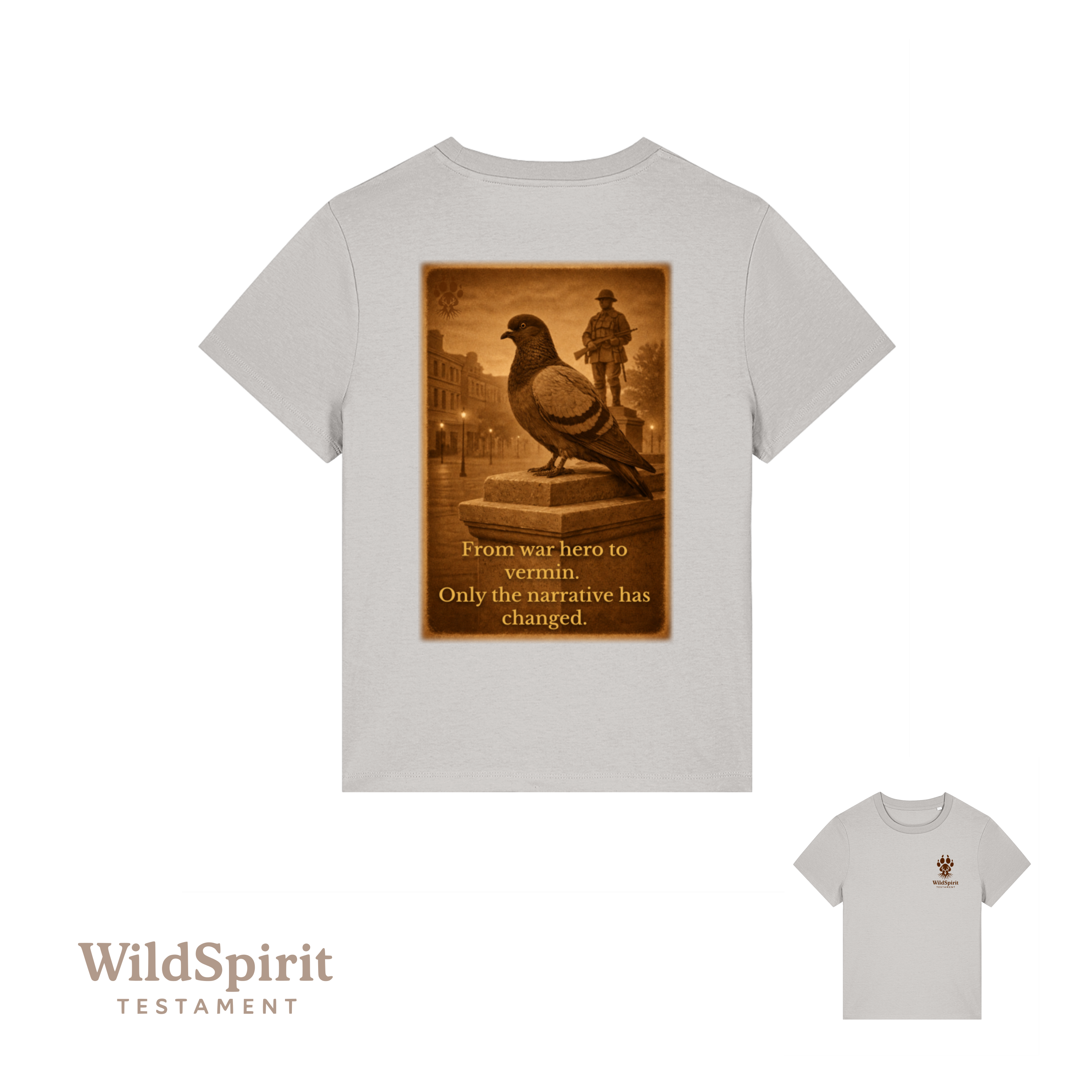 WildSpirit Testament – Pigeon Control (Vintage Sepia) Women’s Tee